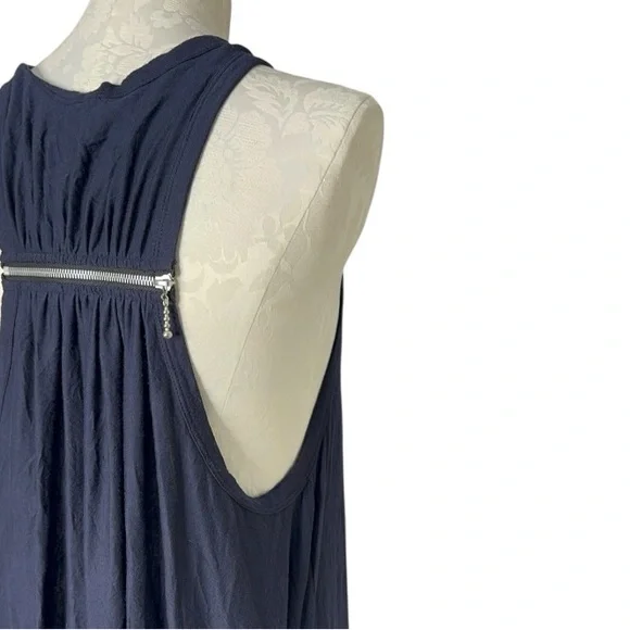 Navy Blue Empire Waist Tank sundress Dress With Embellished back Large - Picture 4 of 7